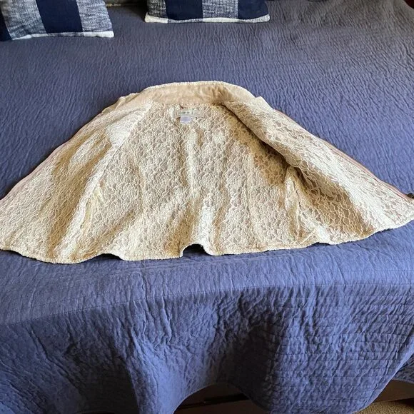 Coldwater Creek Leather Suede Floral Embroidered Zip Vest Lace interior Brwn/Med - Picture 7 of 9